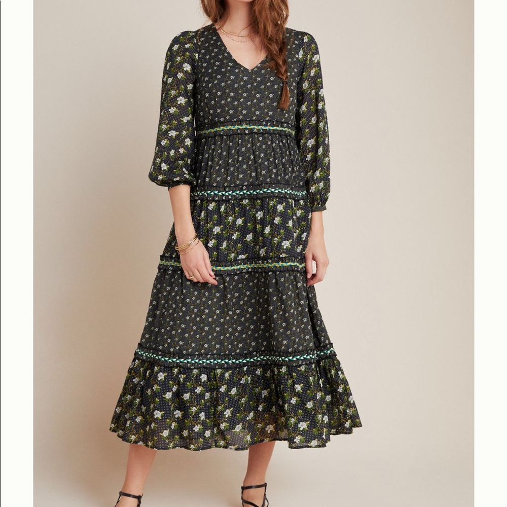Anthropologie Karoline Tiered Maxi Dress Size 10